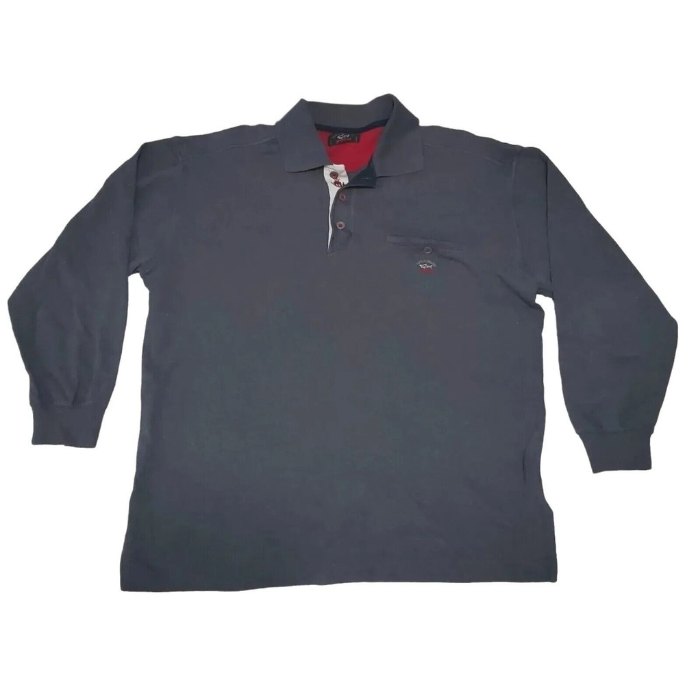 Paul & Shark Yachting Polo Shirt Men's Medium Gray Sleeves Made In ITALY